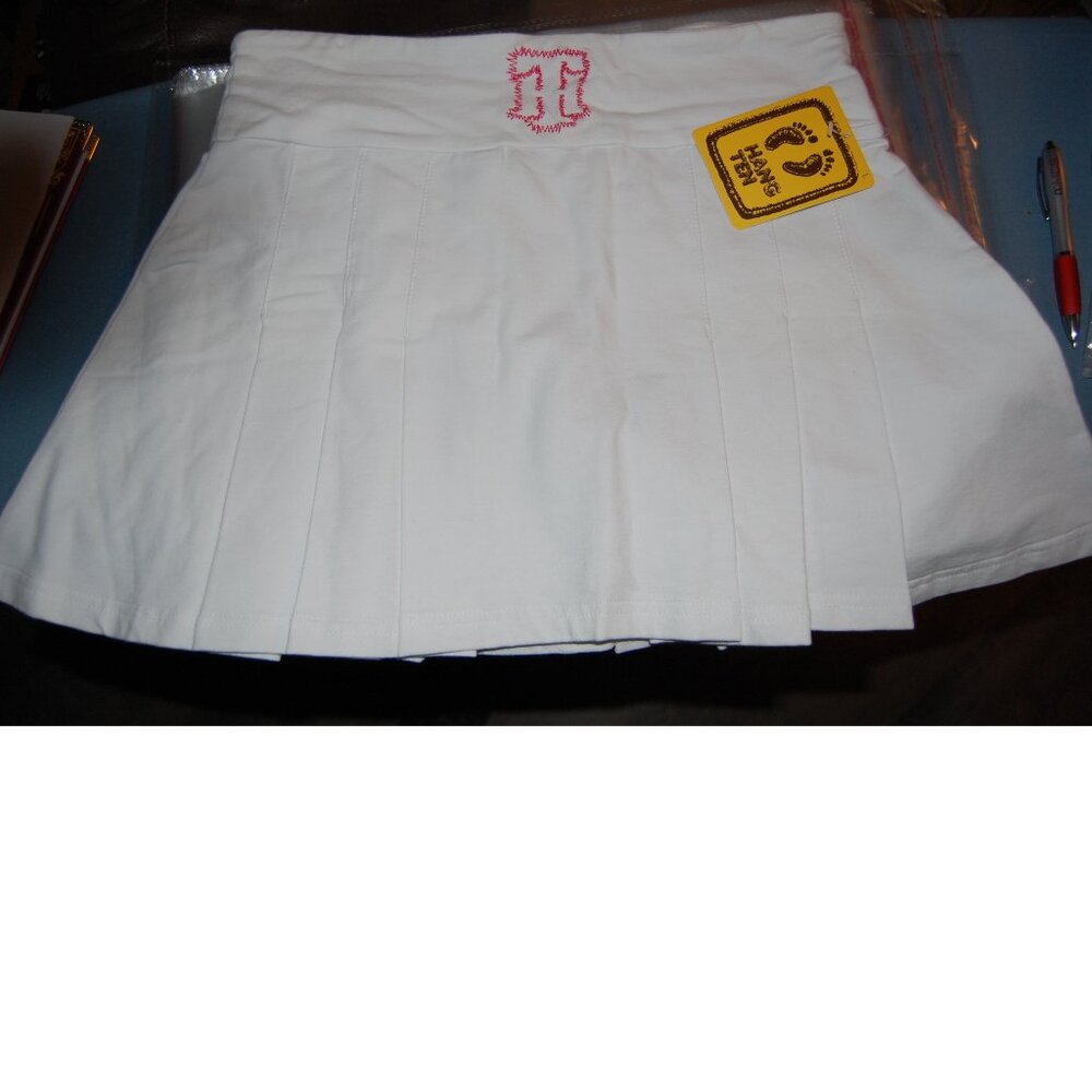 NWT Vintage Hang Ten White Pleated Mini Skirt Size Large